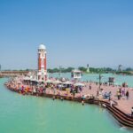 Pilgrims at Har Ki Pauri ghat in Haridwar beside the Ganga river