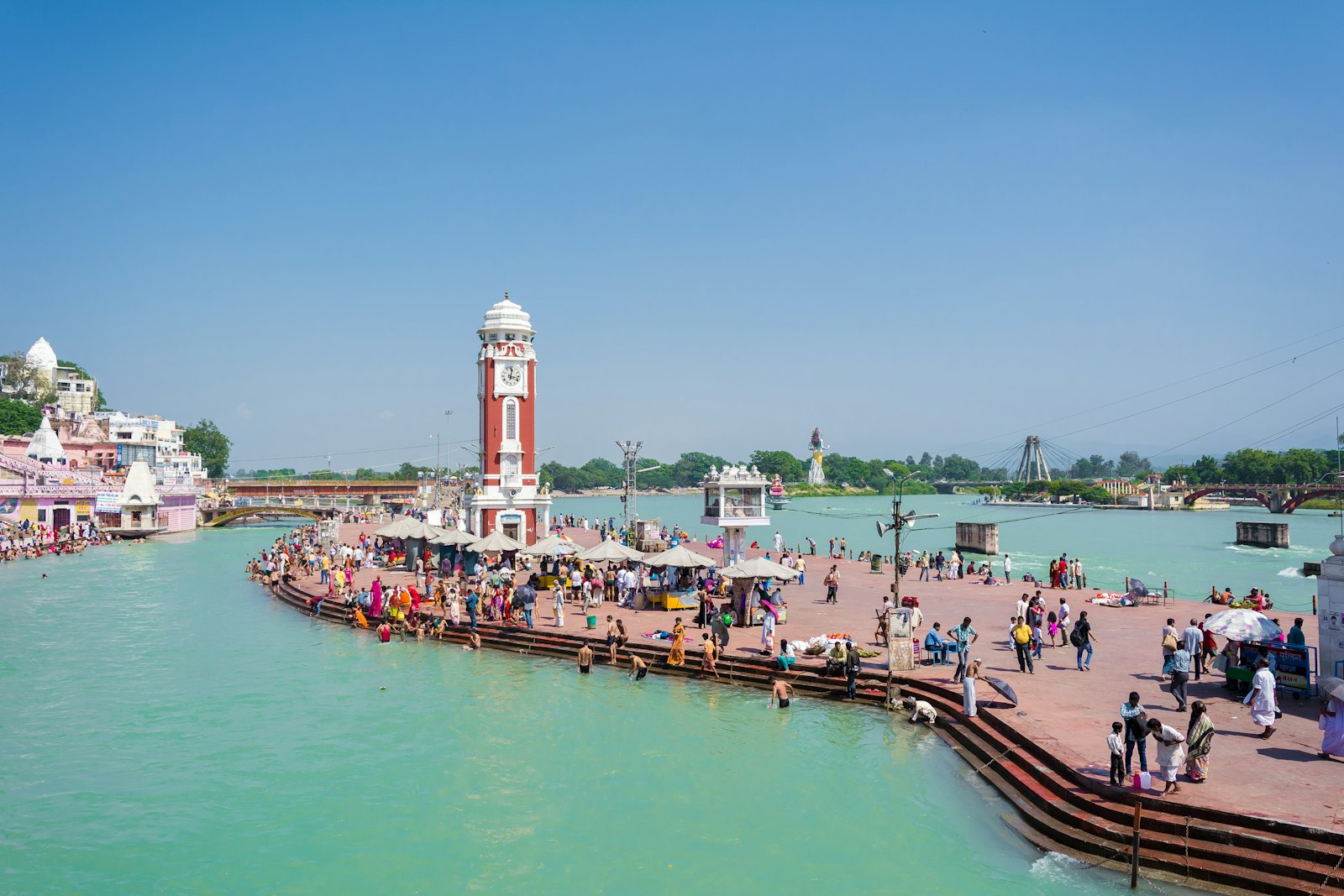 Pilgrims at Har Ki Pauri ghat in Haridwar beside the Ganga river